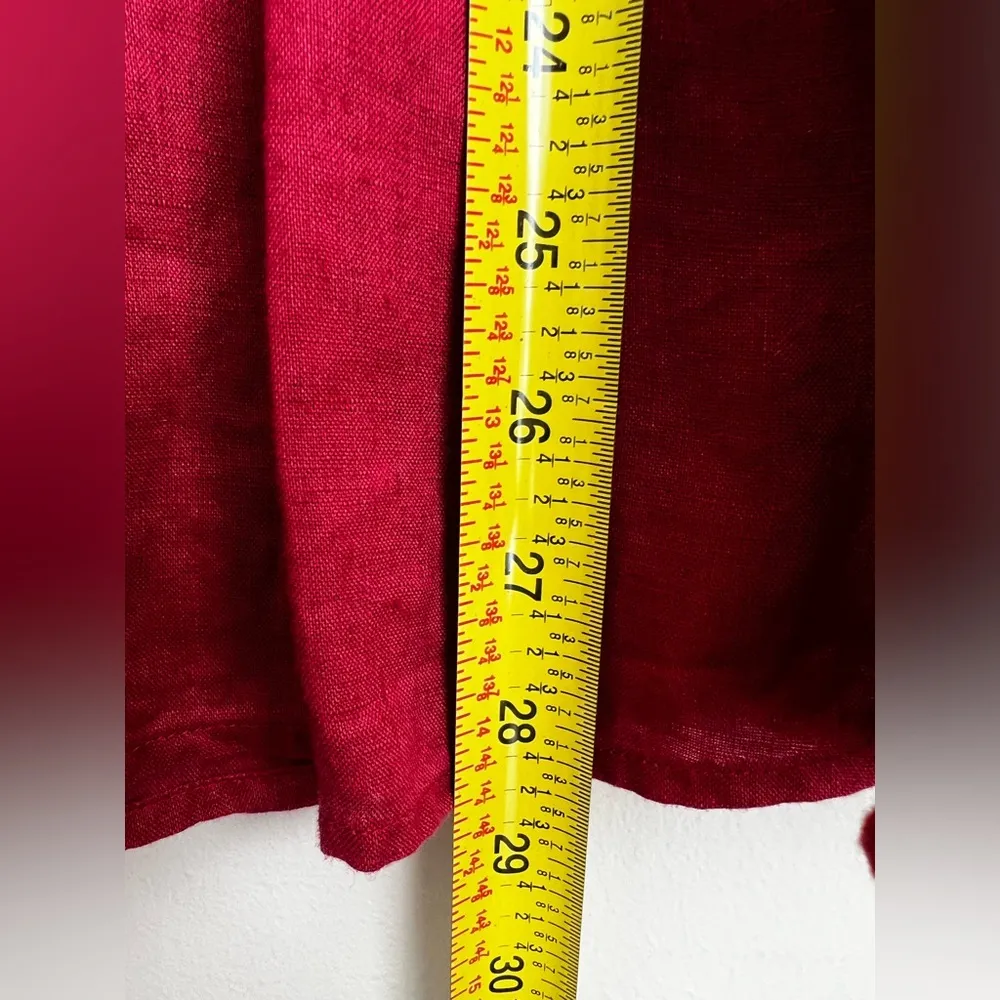 Love Linen J.Jill Button Up Shirt Top Lightweight Red long sleeve relaxed fall L - Image 6