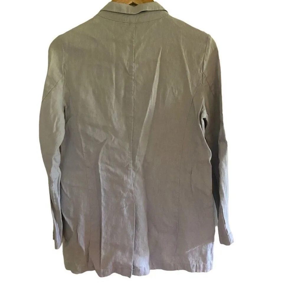 Tahari 100% linen 2 button casual relaxed gray blazer small - Image 5