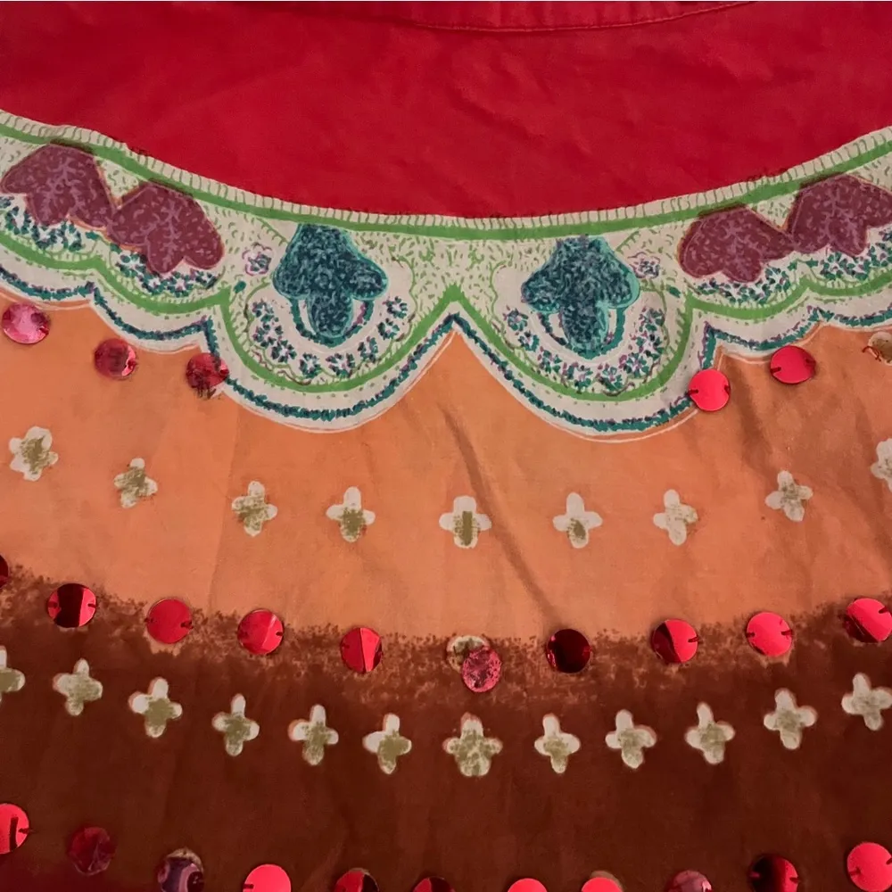 BOGO TravelSmith Bohemian Wrap Sequin Floral Midi Skirt Red - Image 4