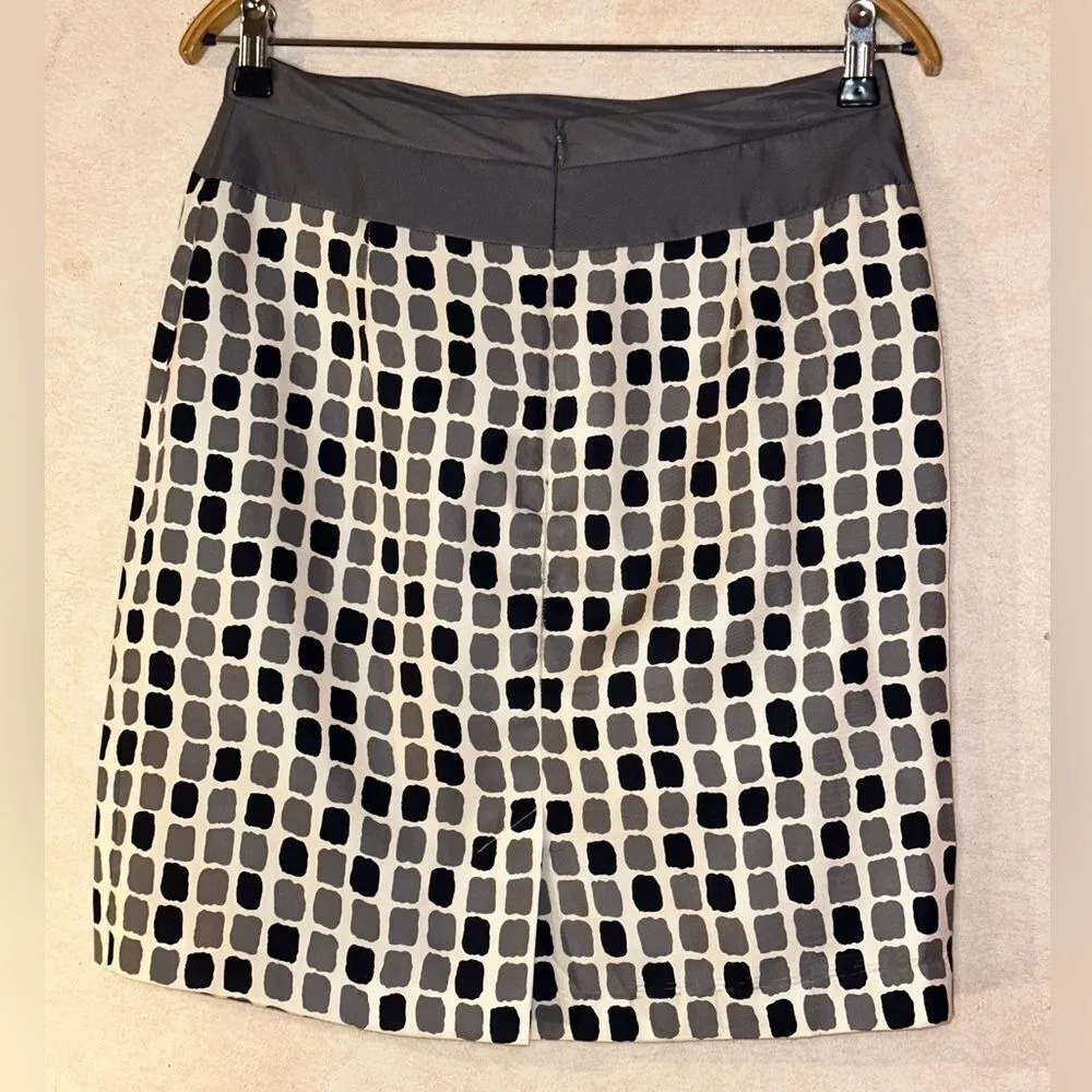 Anthropologie Baraschi Skirt Womes 4 Gray Silk Abstract Block Office Boho Career - Image 7