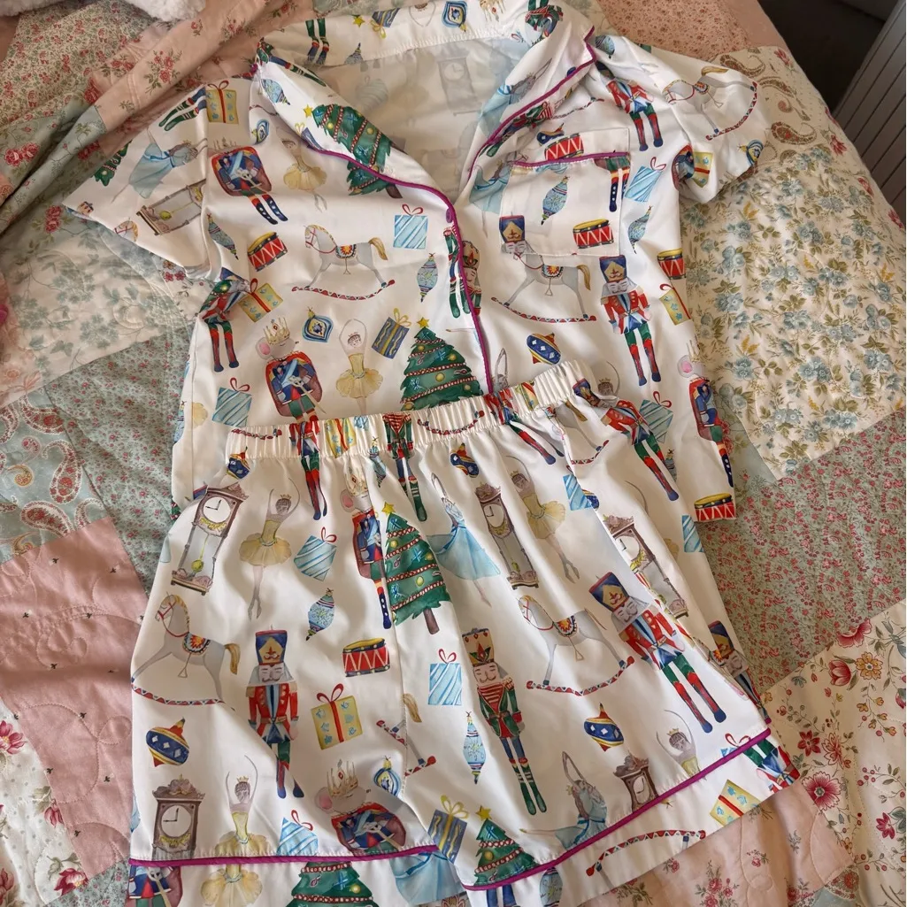 Festive Print Women's Pajama Set White - Image 2