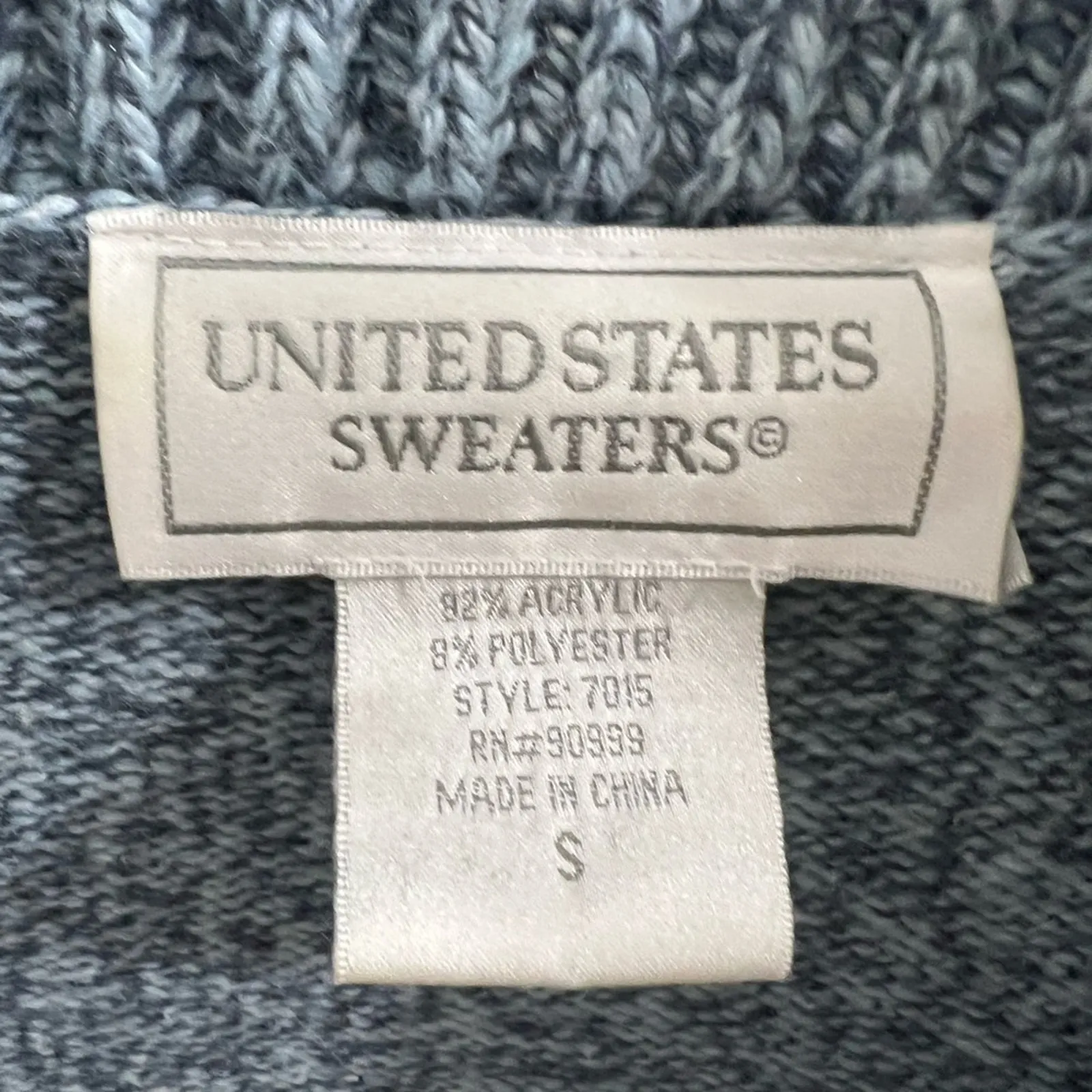 Vintage United States Sweaters Blue Shawl Collar One Button Woman's Cardigan S M - Image 6