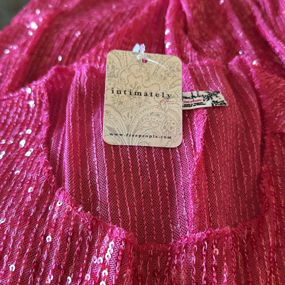 NWT Free People x Intimately FP Gold Rush Long Sleeve In Hot Pink Combo - Image 9