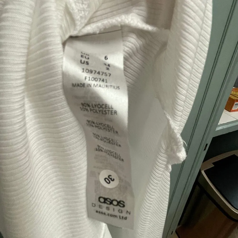 Asos Maternity Size 2 White Ribbed Top Tunic Side Slit - Image 4