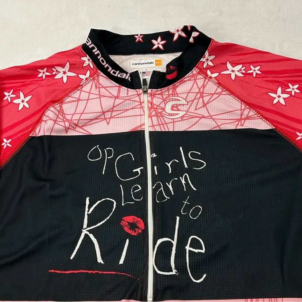OP Girls Learn To Ride Bicycle Cycling Red Black 1/2 Zip Jersey Shirt Women’s M - Image 3
