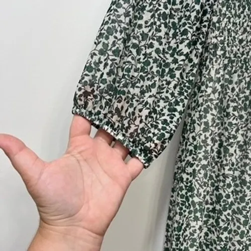 Baum Und Pferogarten Womens Dress‎ XS Floral Green White Boho Puff Sleeve Midi - Image 2