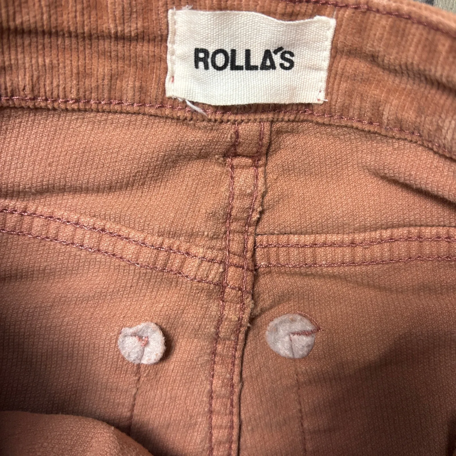 Rolla’s Pants Womens 25 Cinnamon Brown Dusters High Rise Slim Corduroy Stretch Orange Size 28 - Image 3
