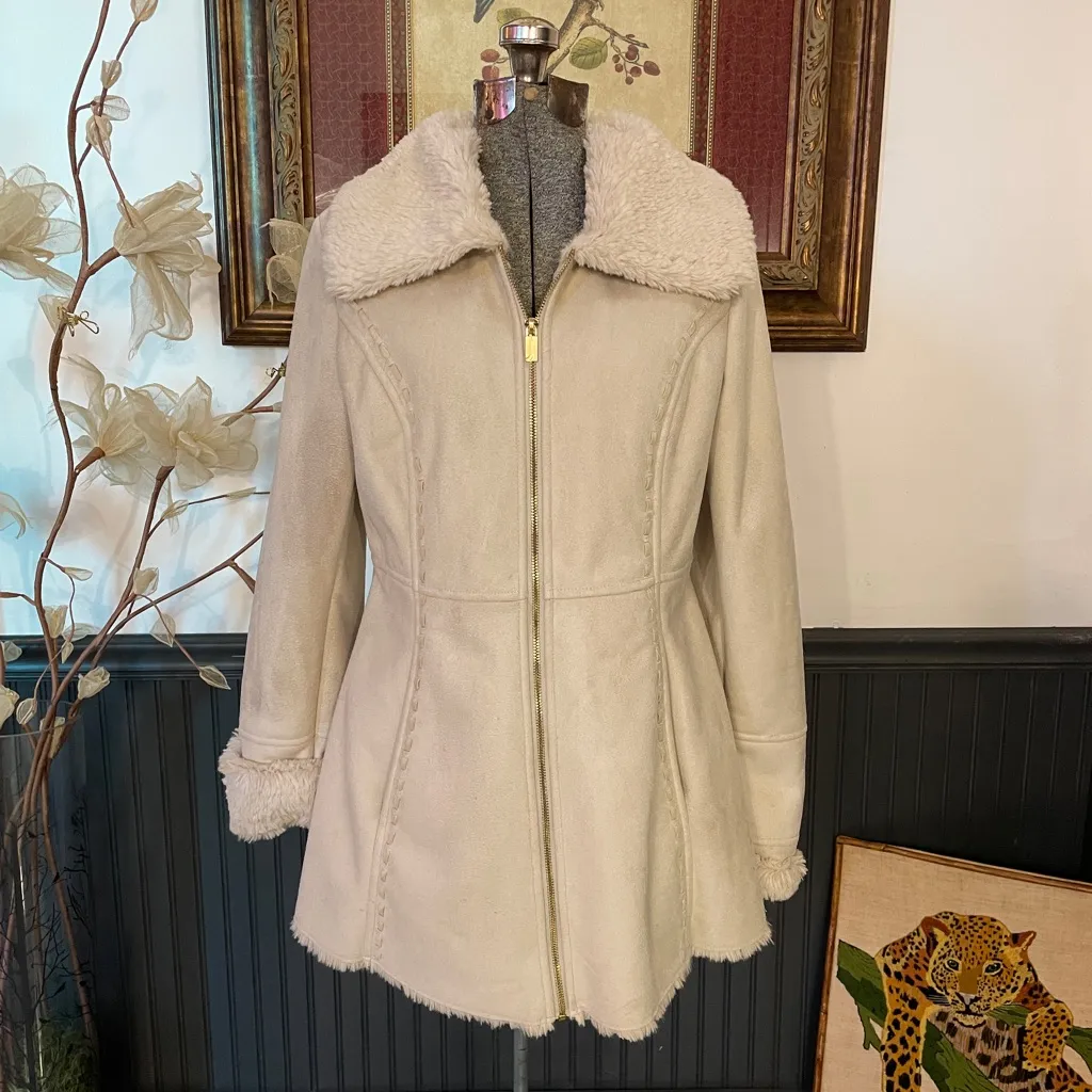 Vintage Jones New York  Penny Lane Faux Suede Warm Lined Shearling Coat Sz S 🧡🎀 - Image 3