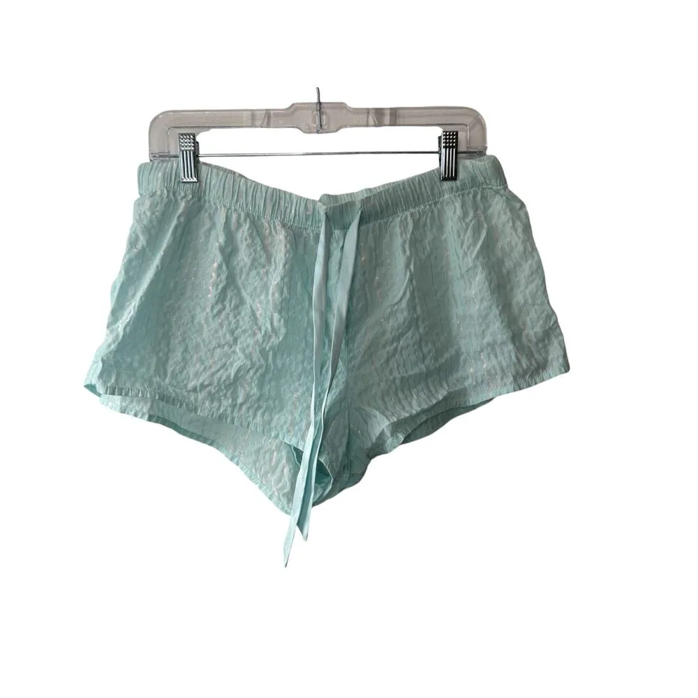 Victoria's Secret Blue & Silver Stripe Cotton Blend Pajama Shorts Women's Large - Image 2