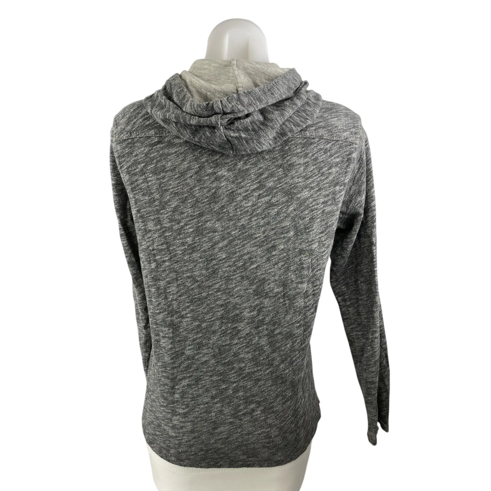 Vince Women's Heather Gray Long Sleeve Hoodie Hooded Henley Sweatshirt Size S - Image 2