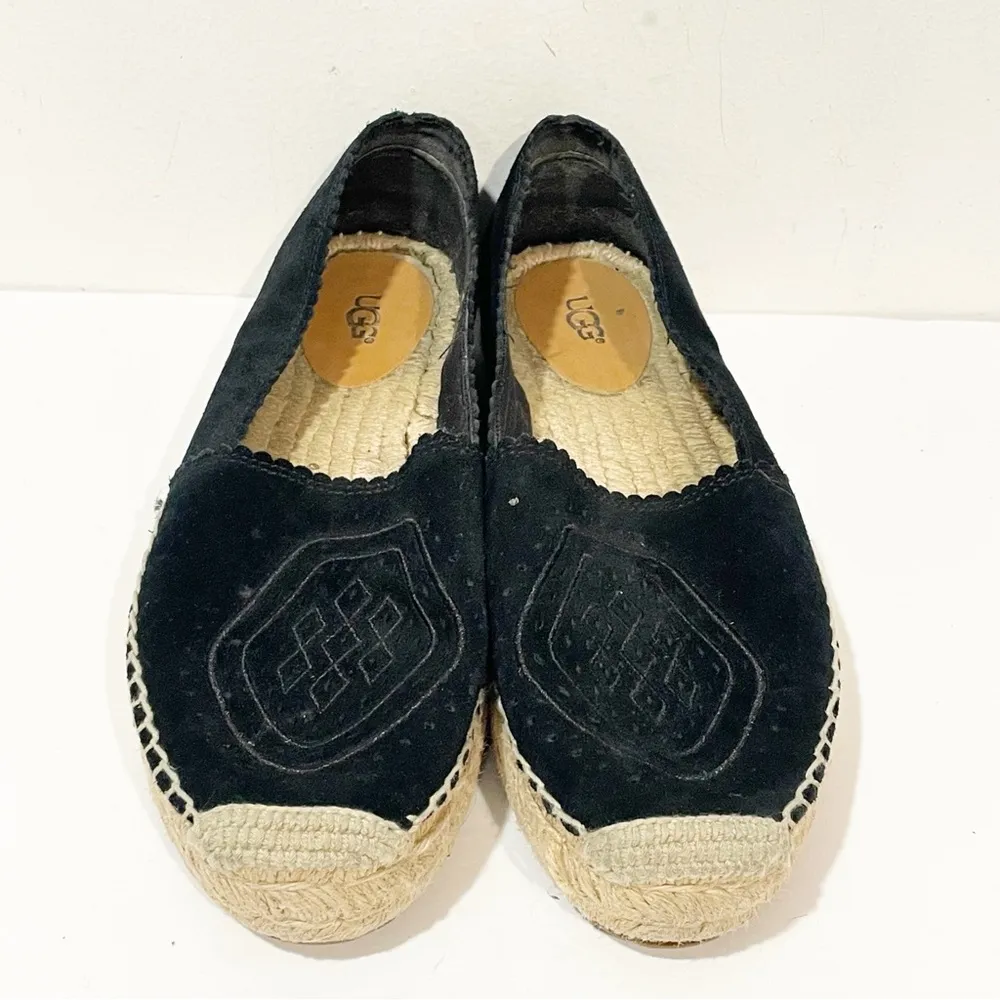UGG Suede Heidi Loafer Perforated Espadrilles Black Platform Slip-On Size 9 - Image 2