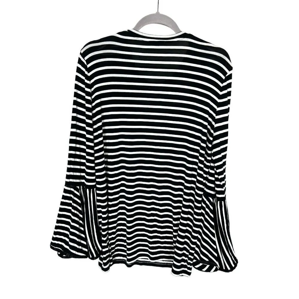 Maette striped‎ top with bell sleeves White Size L - Image 6
