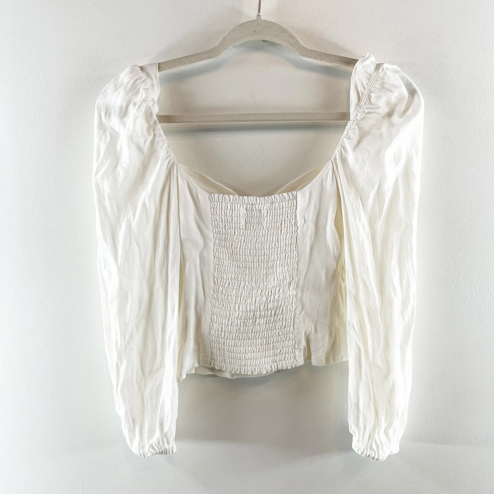 Wilfred Aritzia Novella Puff Long Sleeve Sweetheart Blouse White XS - Image 4