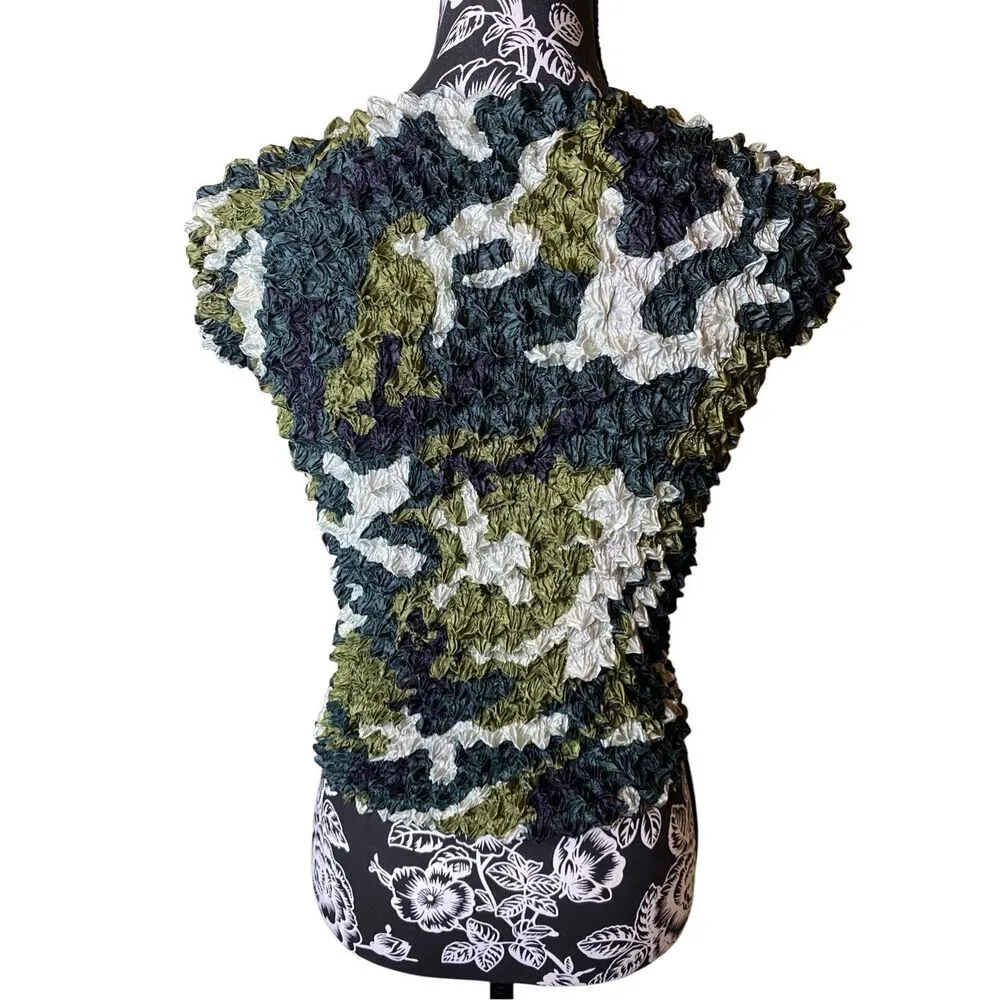 Vintage 90s Popcorn Top T Shirt Blouse Coquette Cottage Fairy Hippie Nostalgia Green - Image 2