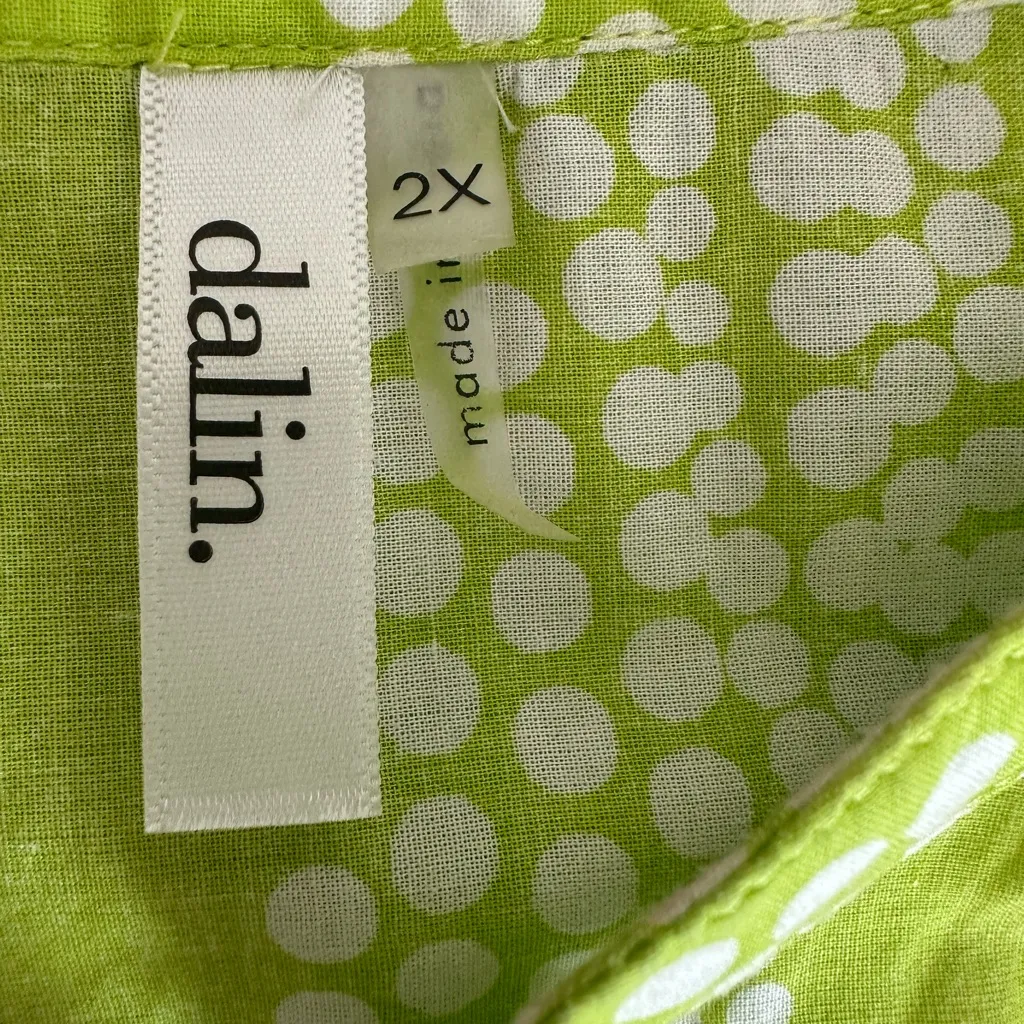 Dalin Sleeveless Boho Dress Lime Green Print (1058) Size 2X - Image 11