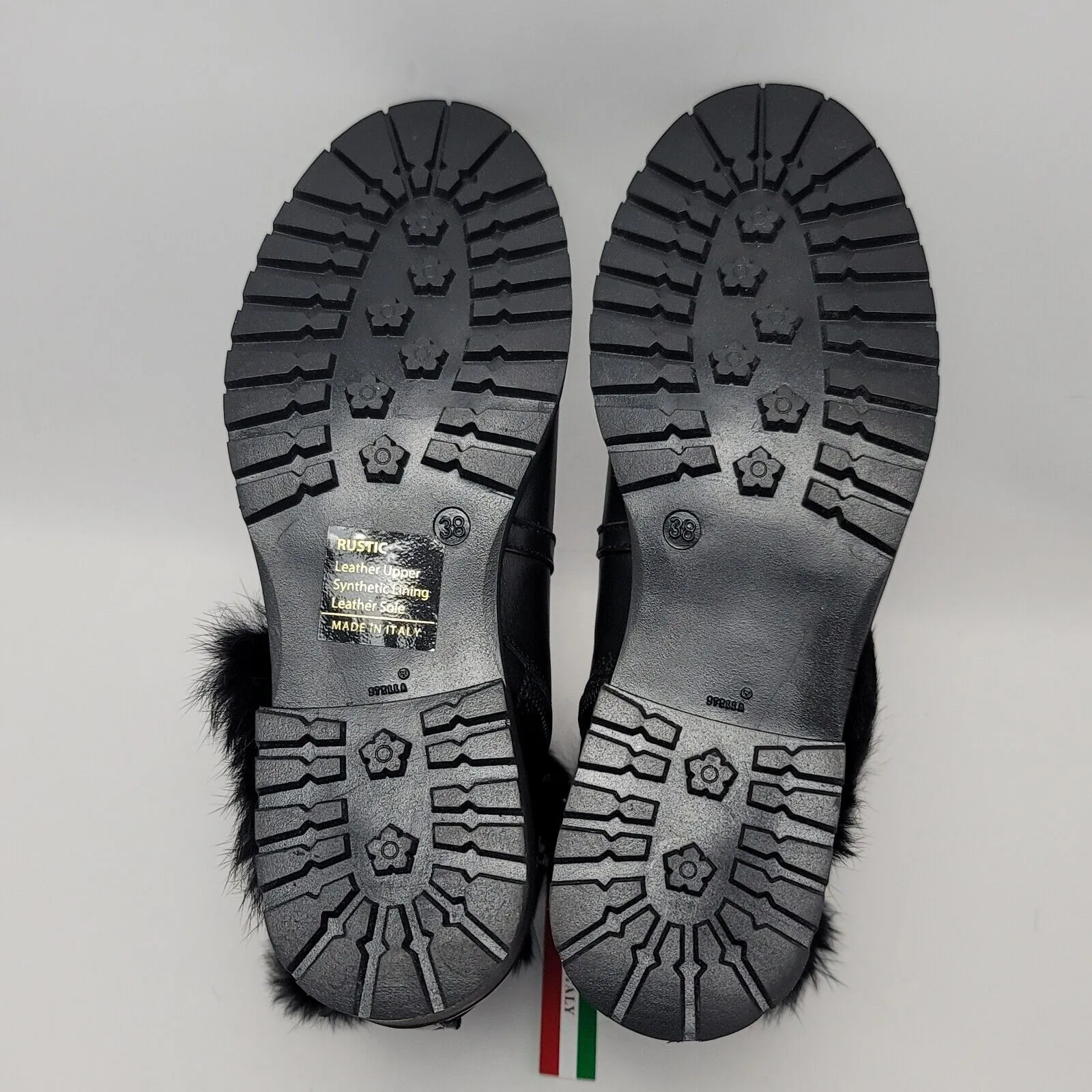 Charles David Reno Black Leather Faux Fur Buckle Side Zip Mid Ankle Boots Sz 38 - Image 9