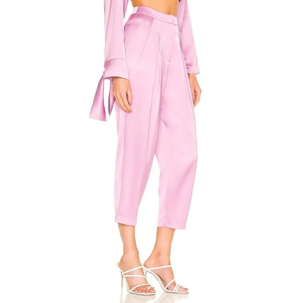 SELMACILEK Pleated High Rise Pants in Lilac XSmall New Womens Trousers Purple Size XS - Image 3