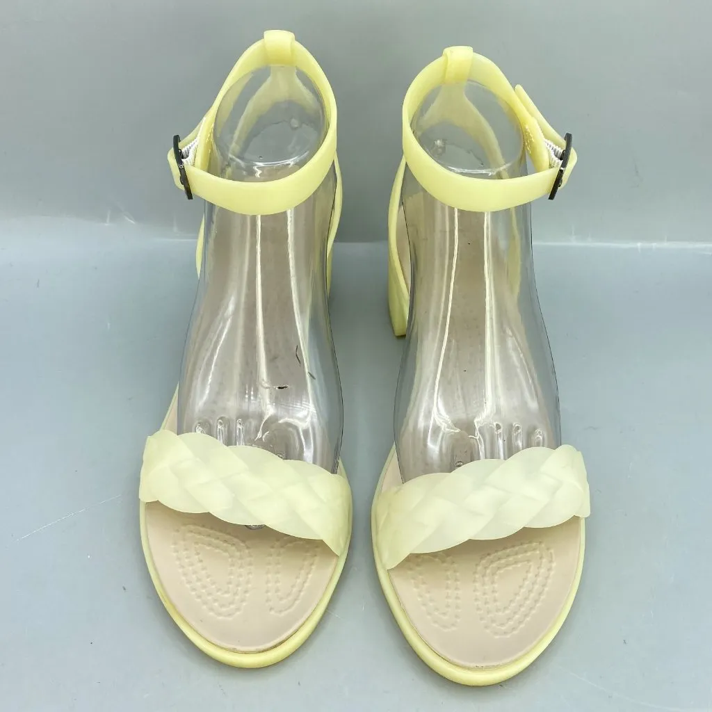 Crocs Dual Comfort Sandals Womens 10 Yellow Ankle Adjustable Strap Chunky Heel - Image 3
