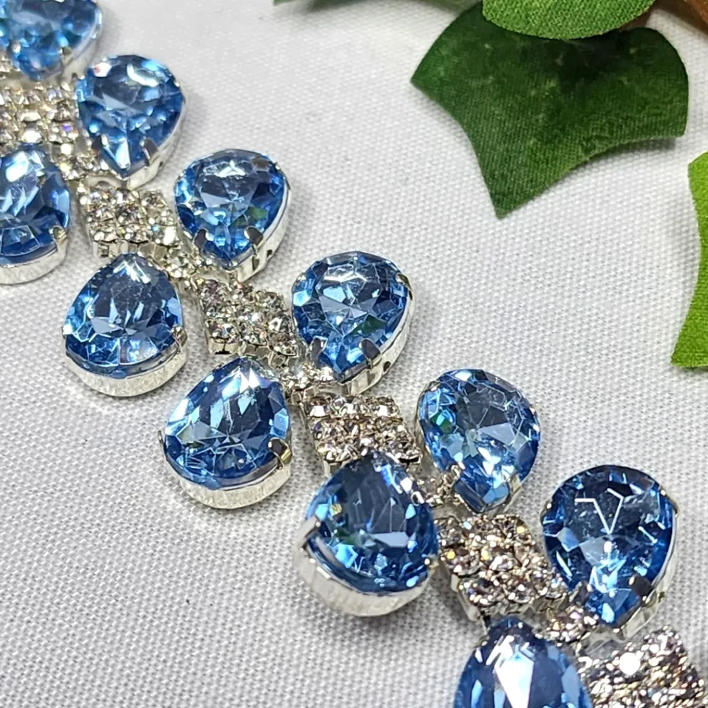 Silver and Aquamarine Glam Bracelet New Blue - Image 4