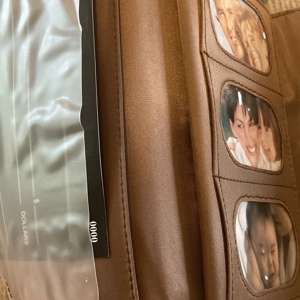 Checkered Billfold Wallet Clutch ID Card Holder Travel Vacation Elegant Neutral Tan - Image 8