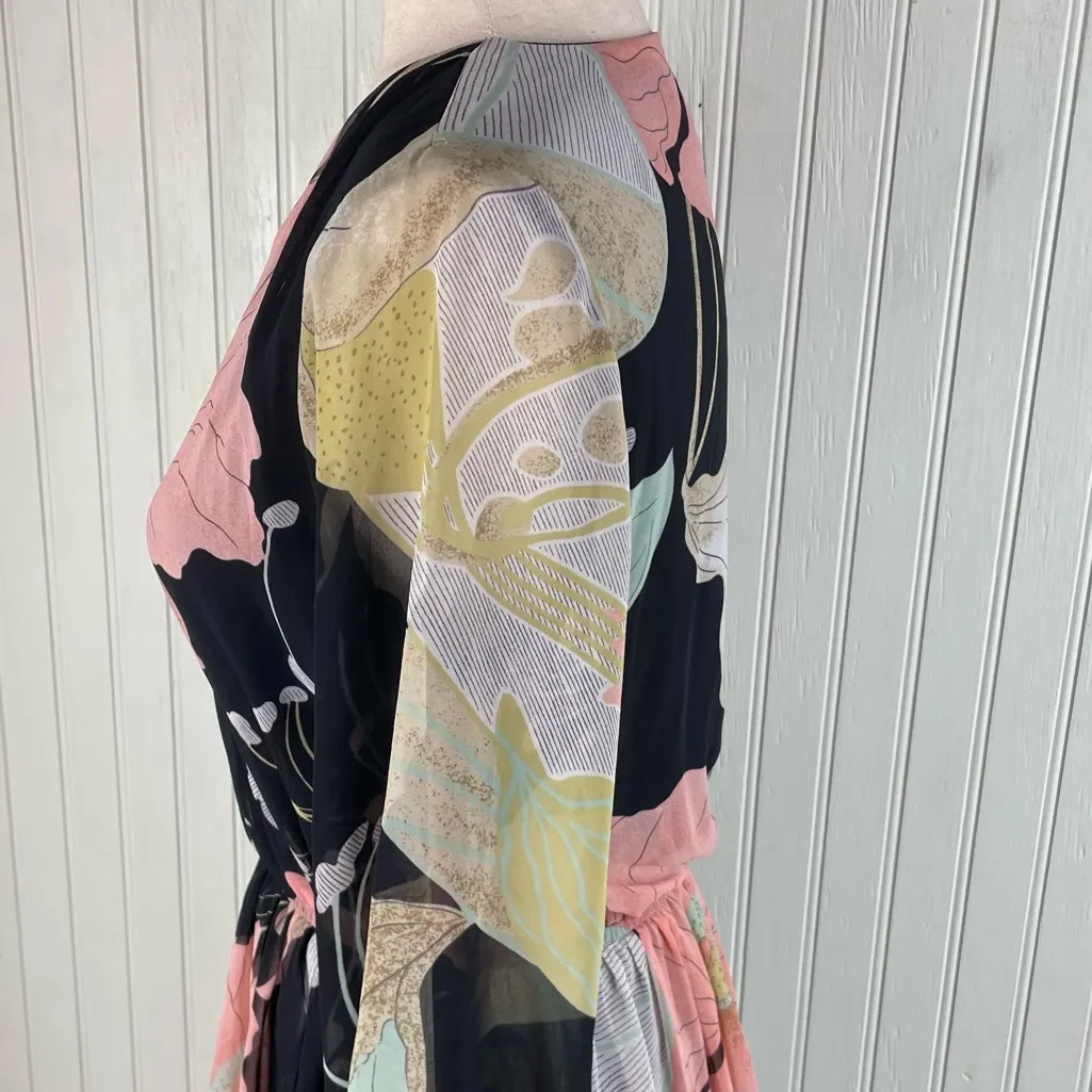 Lulus Wondrous Water Lilies Black Floral Print Maxi Dress Size Small Whimsigoth - Image 7