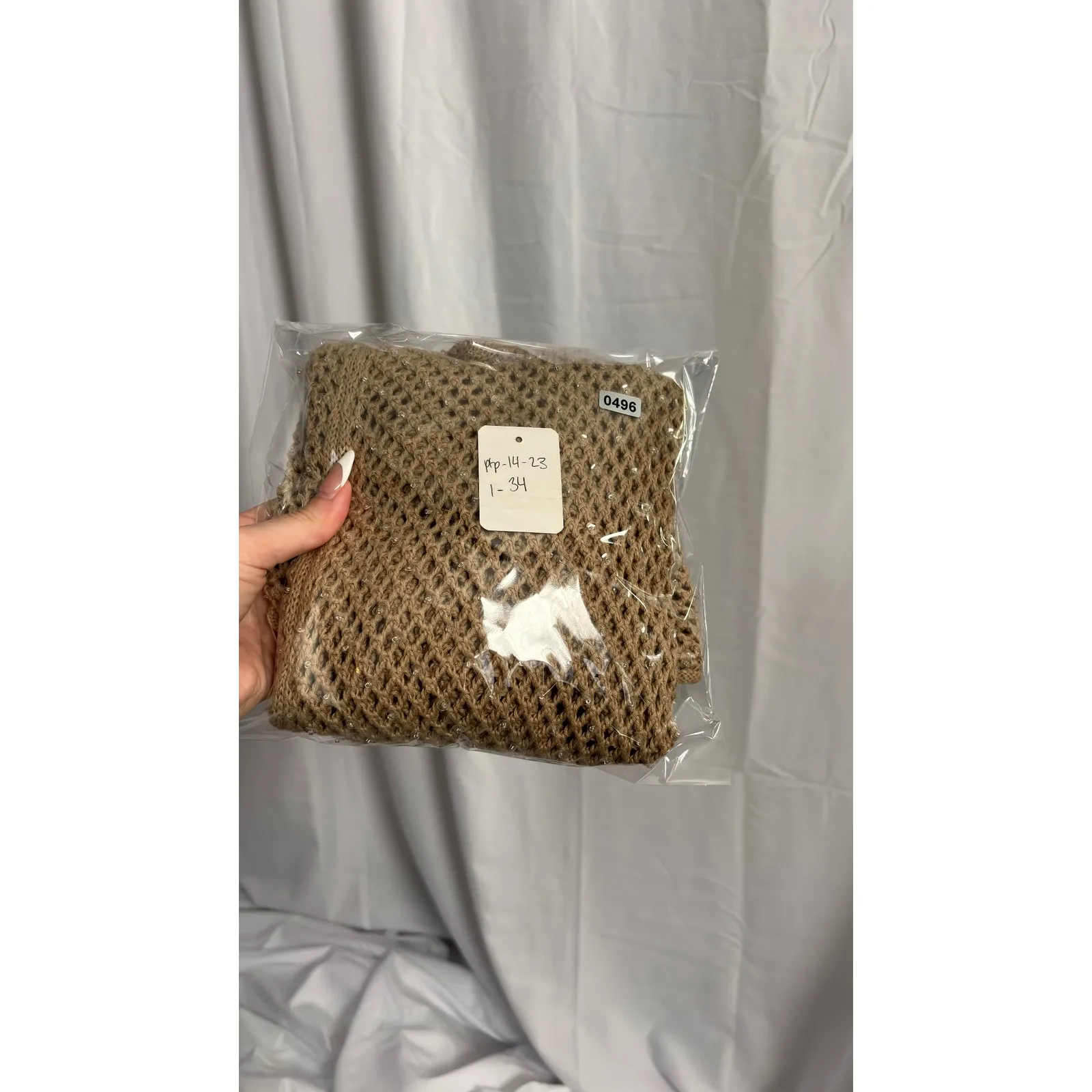 Michael Kors Sequined Net Coverup Dress Knit Tan Brown Women's Size Medium - Image 8