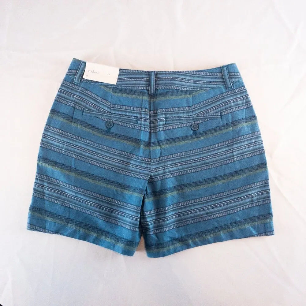 Loft  Striped Blue Green White Mini Shorts Womens Size 2 - Image 6