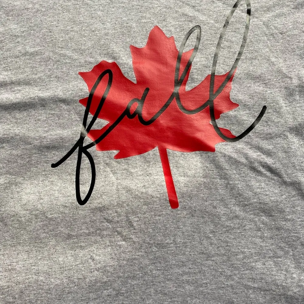 Fall Red Leaf Women’s Gray Graphic T-shirt - Image 4