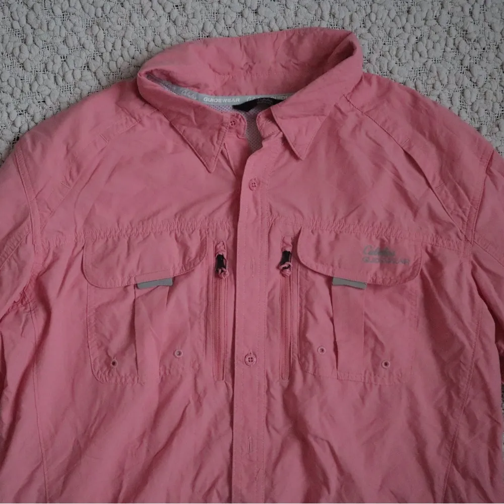 Cabela’s Guidewear Pink Vented Lightweight Button Down Shirt Women XL Hiking - Image 3