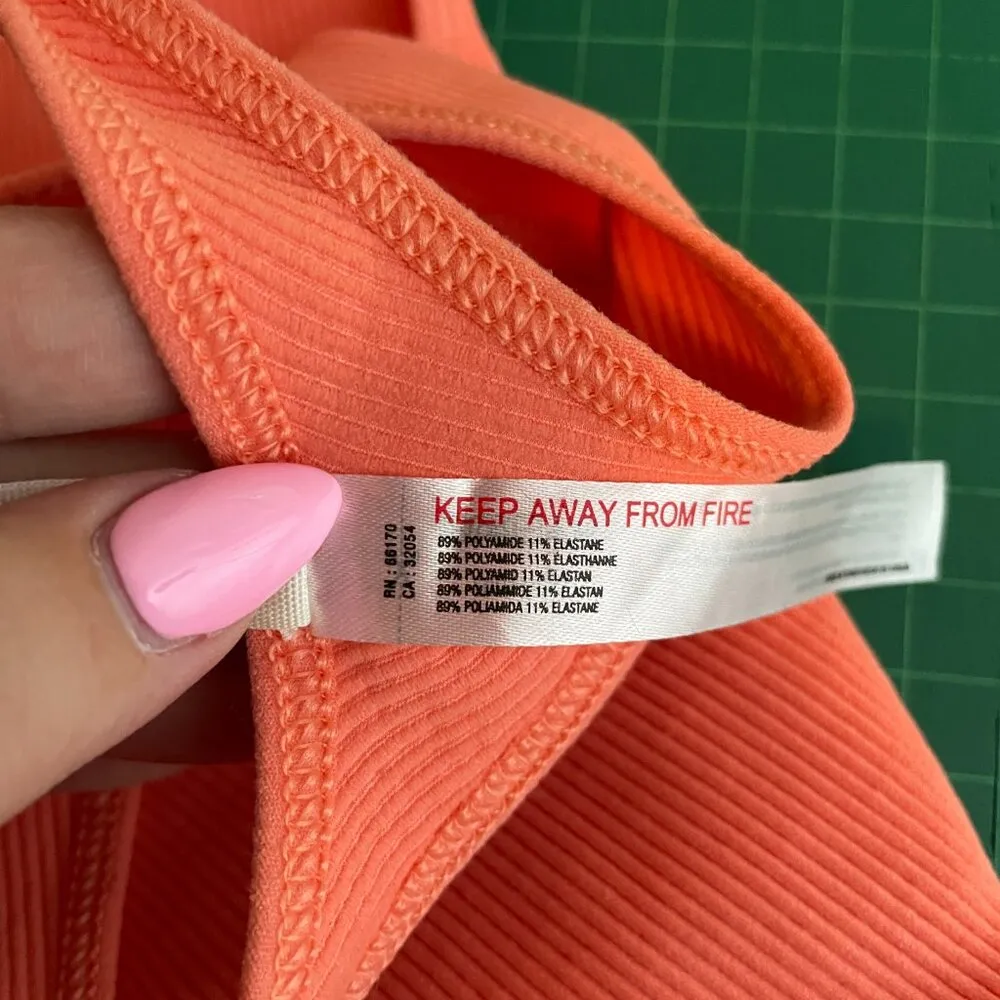 Free People Movement Women XS Orange Pink Free Throw Crop Top Ribbed Racerback - Image 8