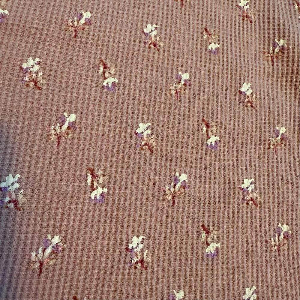 Lucky Brand Women’s Large Pink Purple Floral Sleeveless waffle Knot Retro Top - Image 7