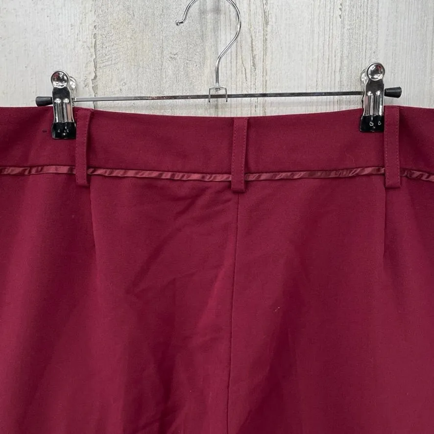 Larry Levine Wide Leg Career Wear Pants Womens 14 Red Polyester Rayon Satin Trim - Image 5