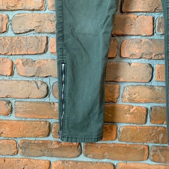 GAP Womens 8 Khakis Olive Green Skinny‎ Mini Ankle Zip Chino Pants Jeans Stretch - Image 2