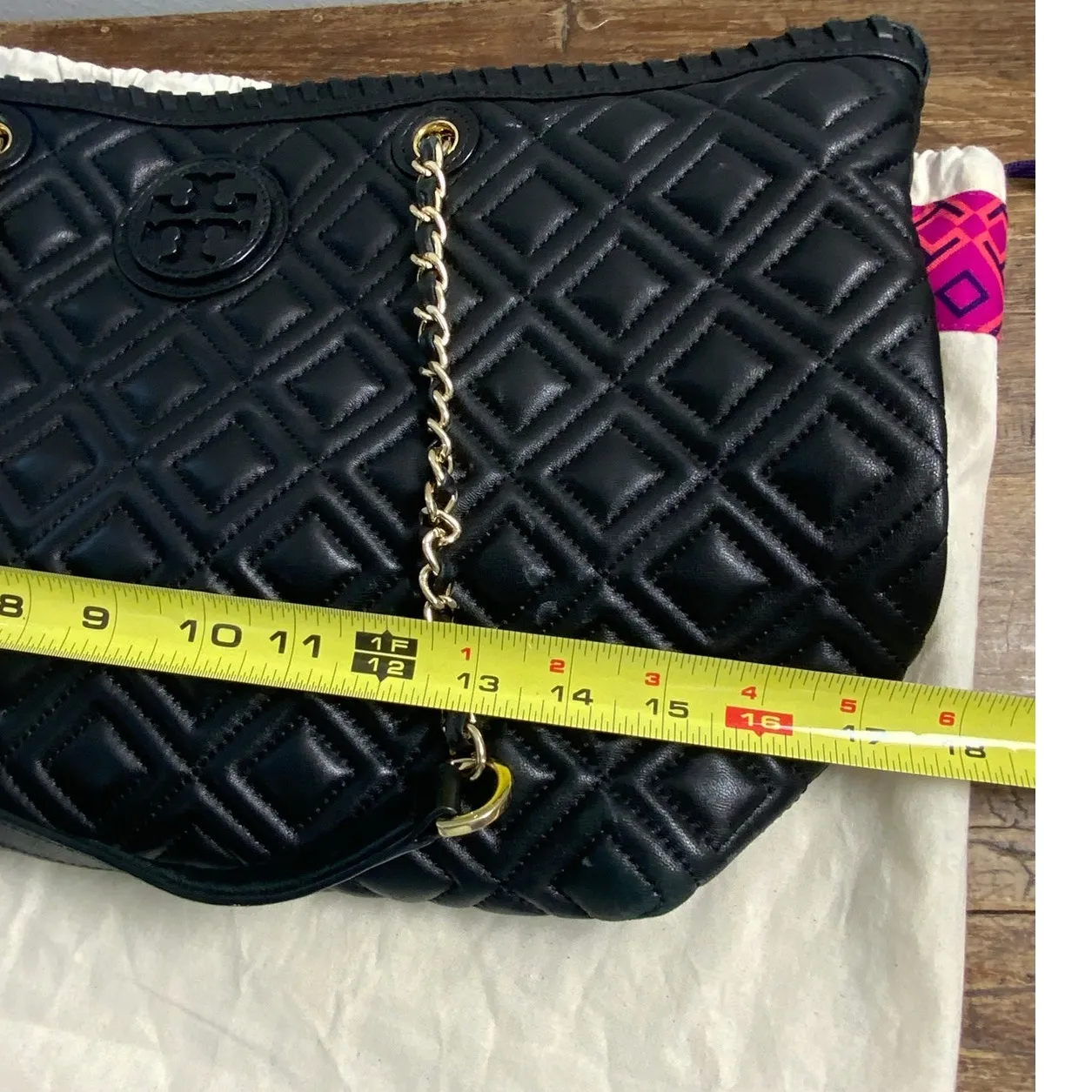 Tory Burch Black Quilted Leather Marion‎ Tote - Image 5
