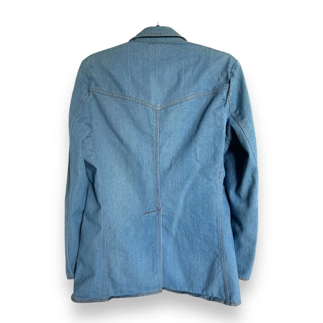 American Graffiti Womens Blazer Sz L Vintage‎ Denim Jean Jacket Shoulder Pads Blue Size L - Image 3