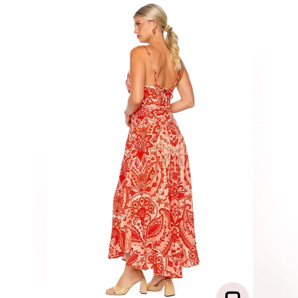 NWT, Farm Rio Red Jaipur Crossover Maxi Dress, Sz M - Image 2