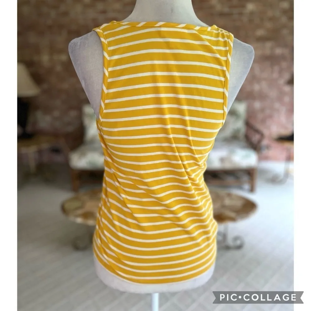NWT Maison Jules Tank Top Yellow Striped Tie Hem M Casual Party Lunch nautical - Image 9