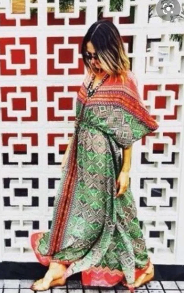 Anthropologie Vanessa Virginia Chama Kaftan Size Large Maxi Dress Sheer - Image 12