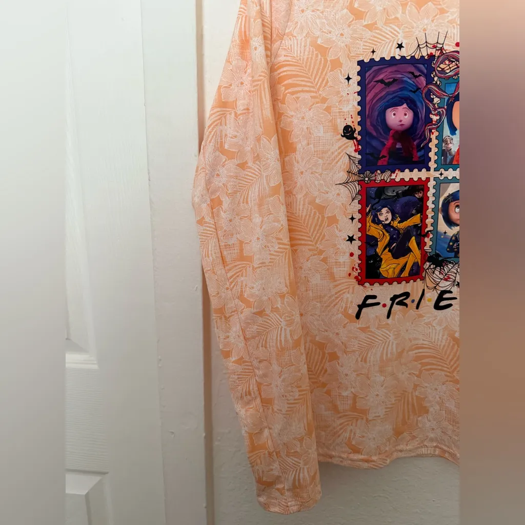 Women’s Adult T Shirt  Halloween Size XL Orange Round Neck Design Caronile - Image 5