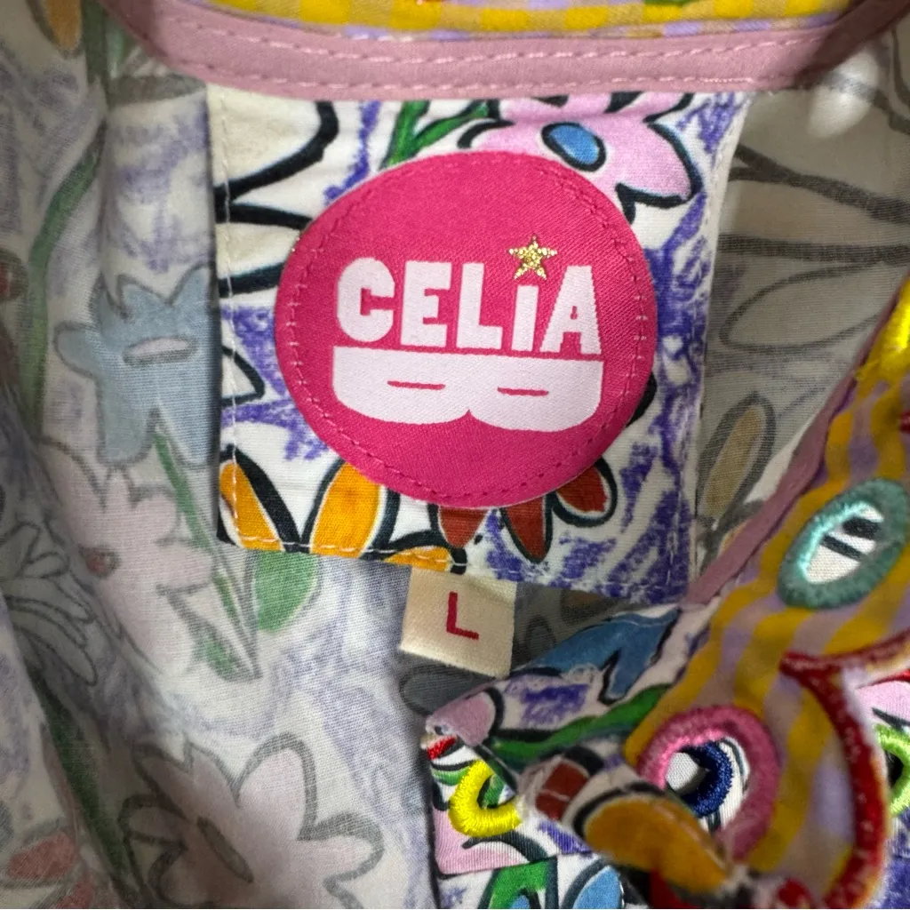 CELIA B Oliver Floral Scalopped Embroidered Midi Dress Size L White Size L - Image 8