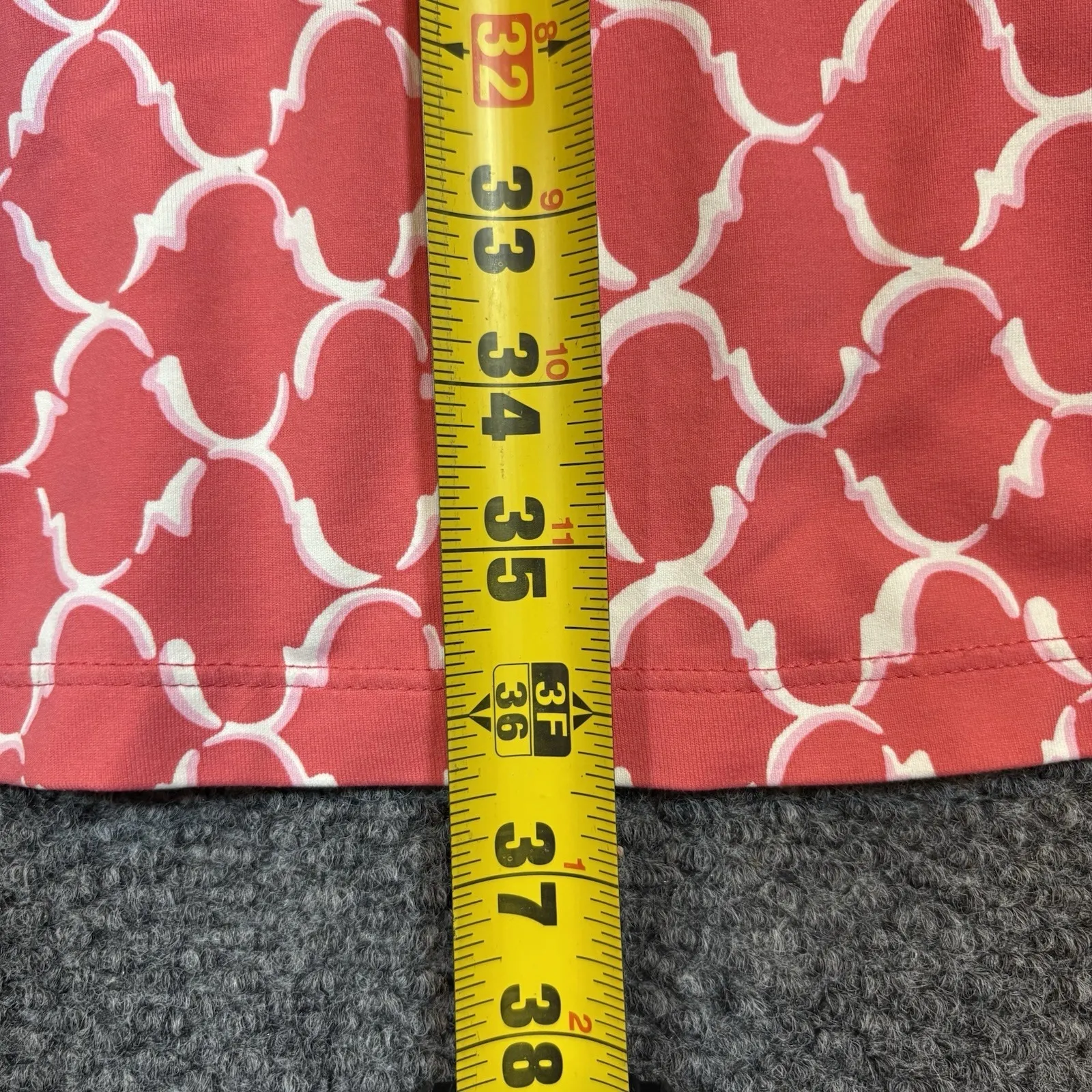 J McLaughlin Sz Small 3/4 Sleeve Catalina Red White Knee Length Dress Geo Print - Image 3