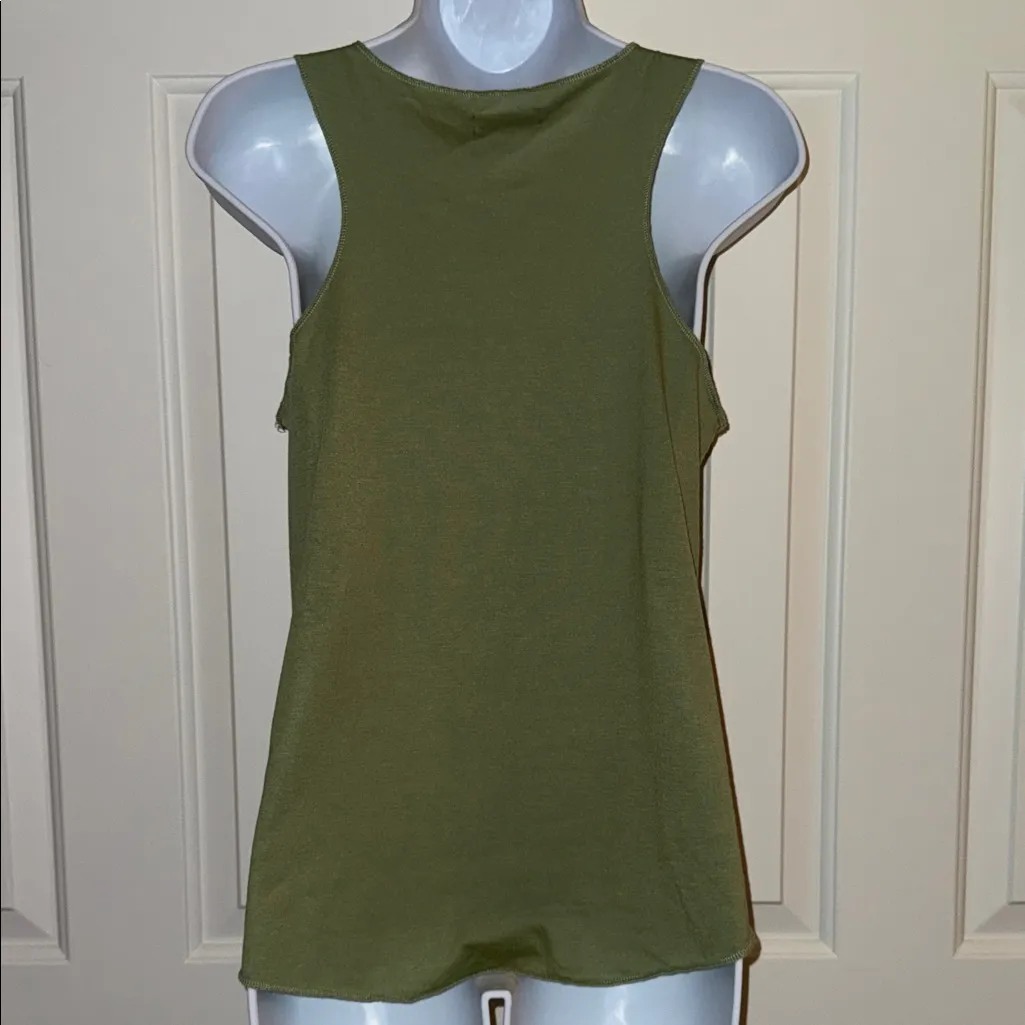 Olive Green Tree Print Tank Top - Image 3