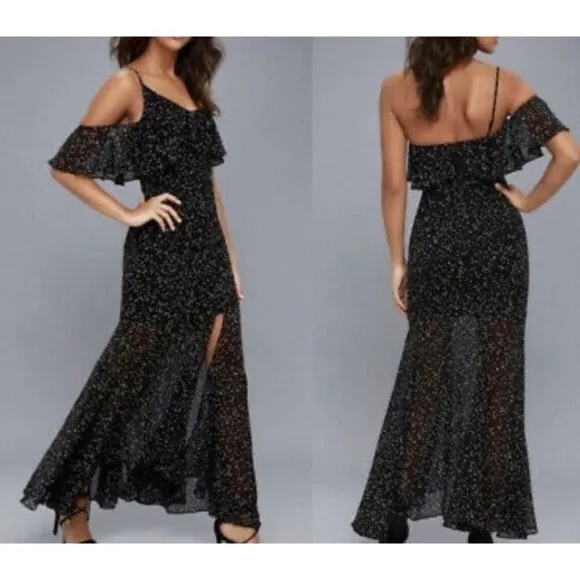 Keepsake the Label Embrace Me Black Polka Dot One-Shoulder Maxi Dress Size XS - Image 2