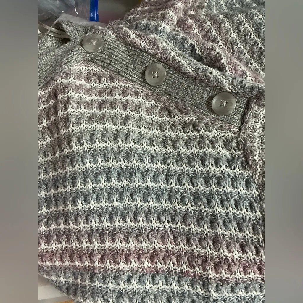 Relaxed Fit Sweater in Grey with Stripe Pattern Gray Size 1X - Image 4