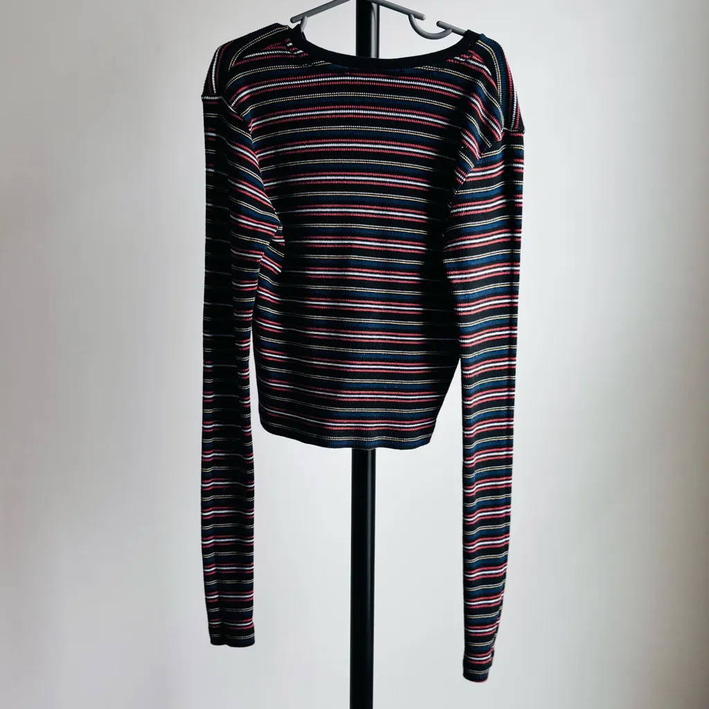 Brandy Melville size 4 made in Italy Striped Long Sleeve Top - Image 4