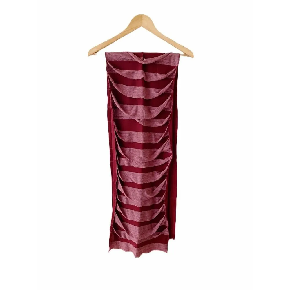 Italian Jersey Neck Scarf Shutter Style Italy Pink/Burgundy Oblong Rectangle EUC Red - Image 2