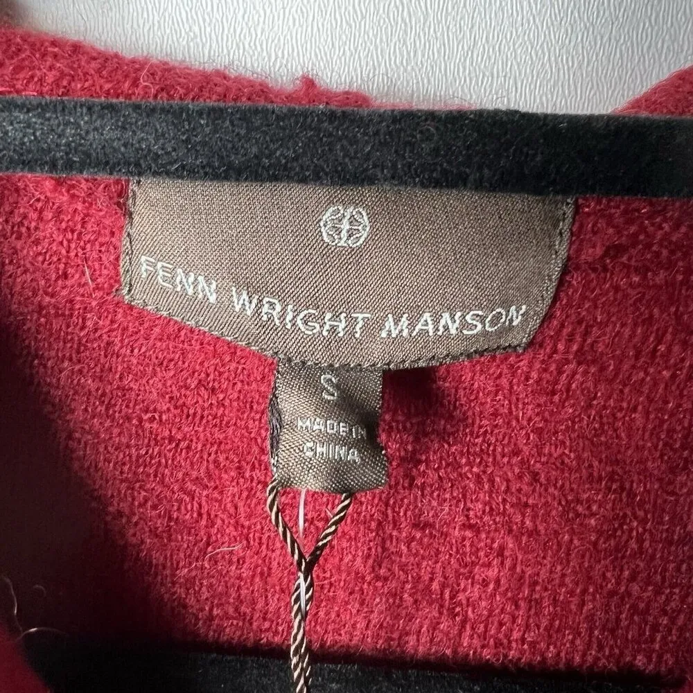Fenn Wright Manson Womens‎ Wool Jacket Size S Red Wool Knit Button Front Hooded - Image 6