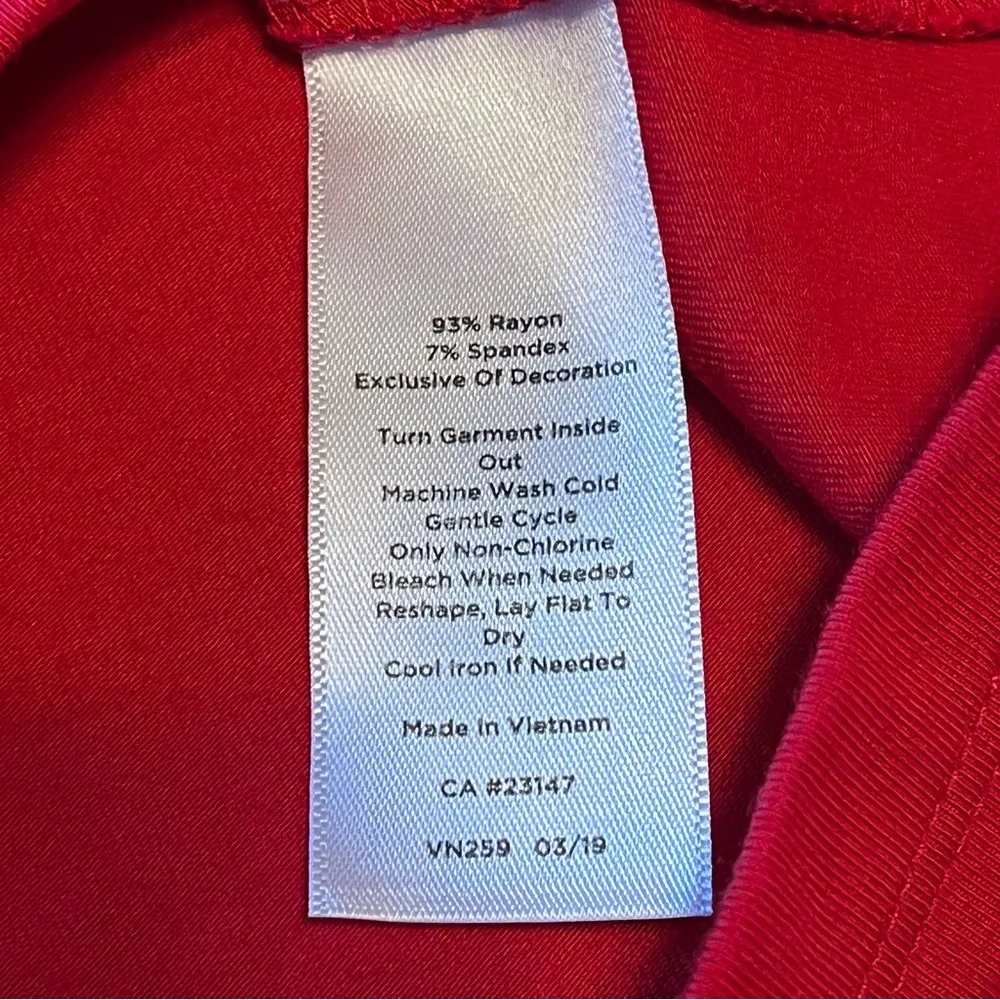 Talbots Plus Women Size 1X Red Short Sleeve Blouse Top Shirt Rayon Spandex Blend - Image 3