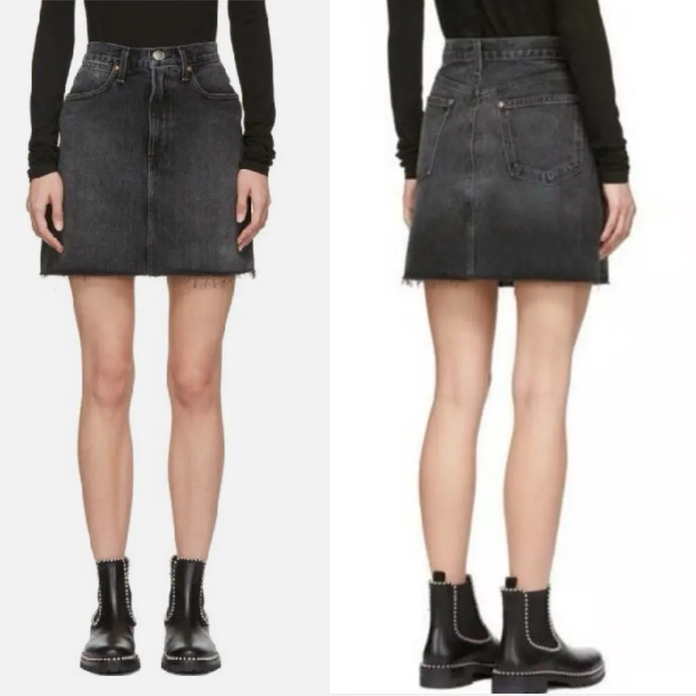 Rag & bone Moss Denim Mini Skirt Raw Hem In Asa Sz 25 Festival 90’s Grunge Y2K - Image 5