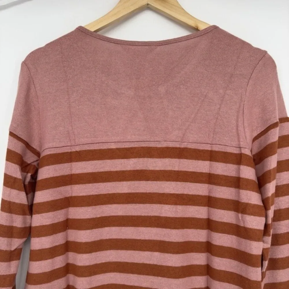 Market & Spruce Stripped Sweater Pink Size Medium Long Sleeve Top - Image 8